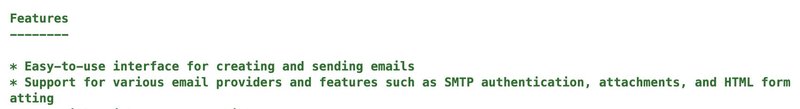 PhP Mailer Auto Doc Features List