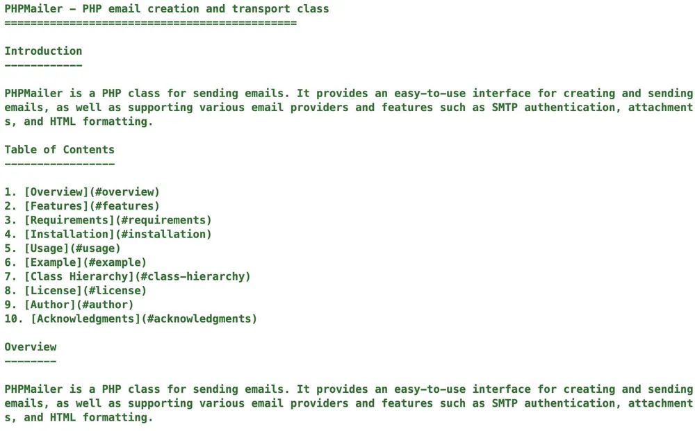 Auto Doc - PhpMailer