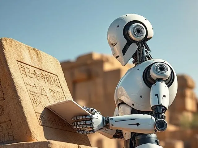 A Robot interpreting stone tablets