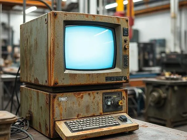 Old Rusty Computer in Manufacturing plant