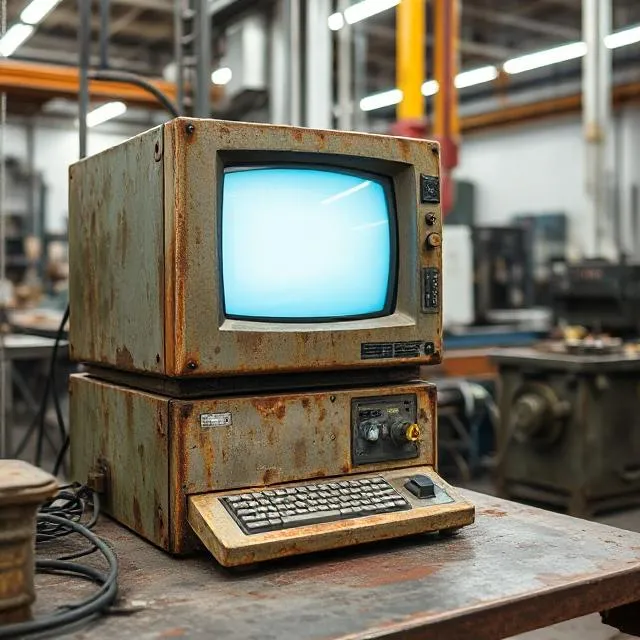 Old Rusty Computer in Manufacturing plant