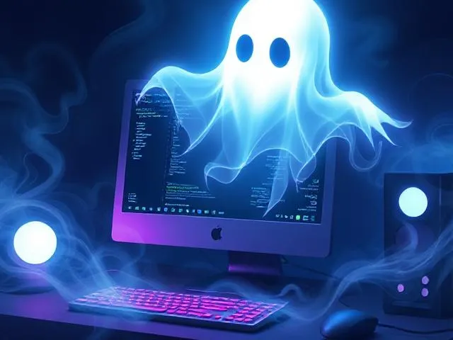 A ghost over a computer