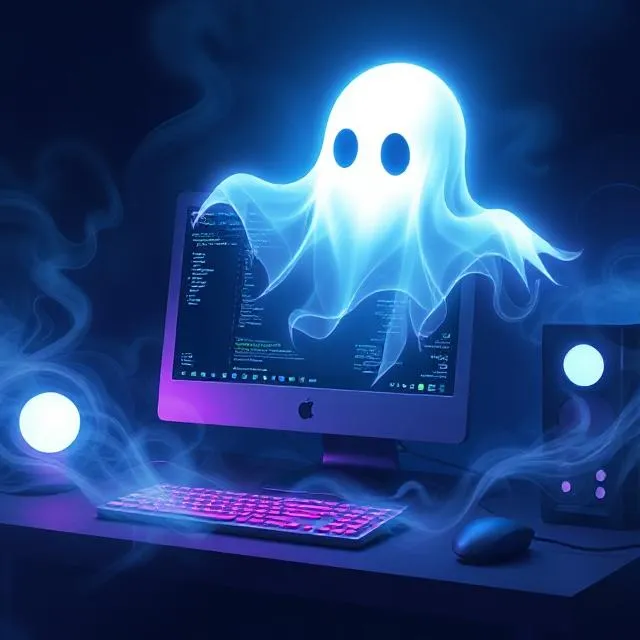 A ghost over a computer